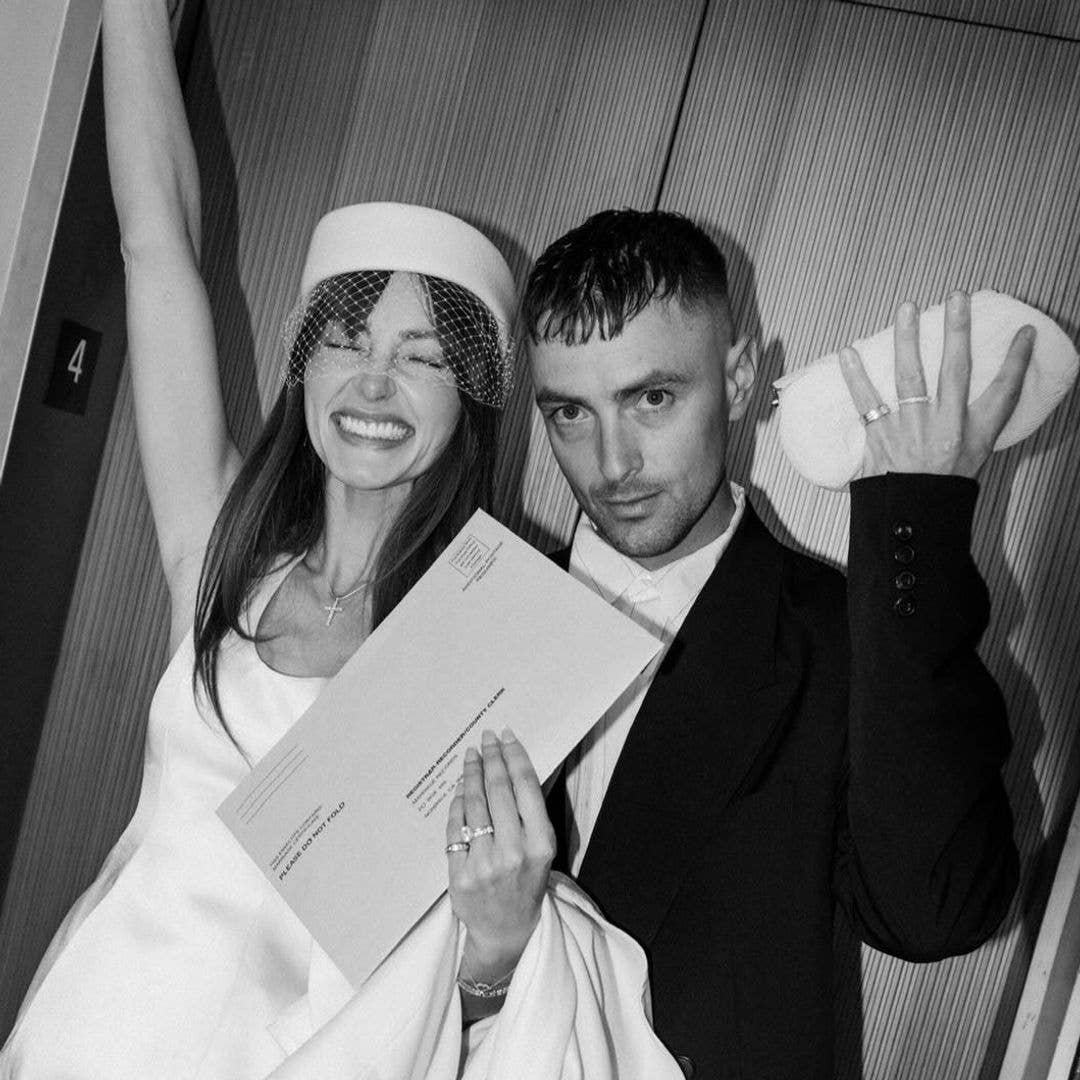 This Beverly Hills bride wore a last-minute Amazon find with an Elsa Hosk blazer - and it was perfect
