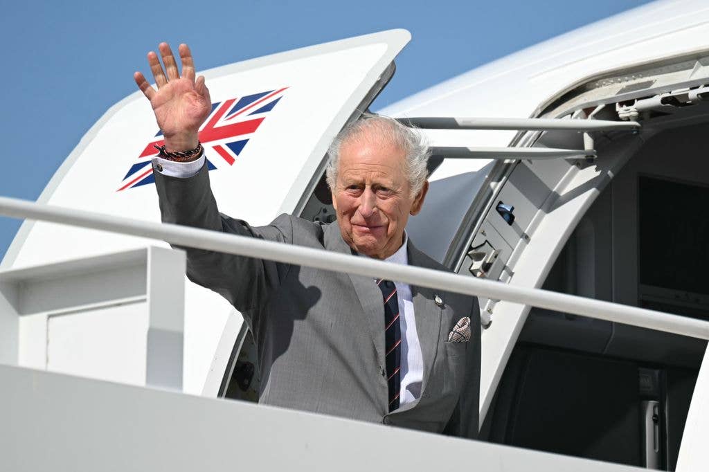 JOINT BASE ANDREWS, MD - APRIL 30: King Charles III boards his plane on April 30, 2026 at Joint Base Andrews, Maryland. King Charles III and Queen Camilla visited the nation's capital, New York City, and Virginia during the trip arranged to celebrate the United States of America's 250th anniversary of its independence  (Photo by Saul Loeb - Pool/Getty Images)