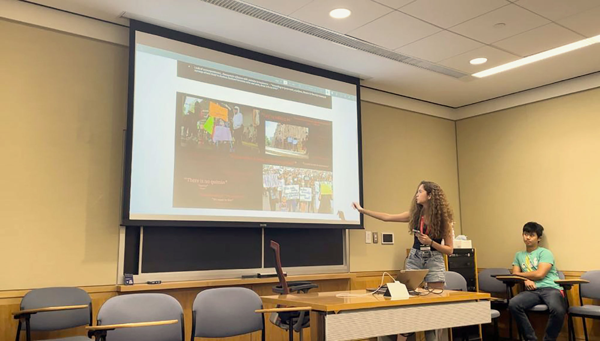 Natalia presenting to her class.