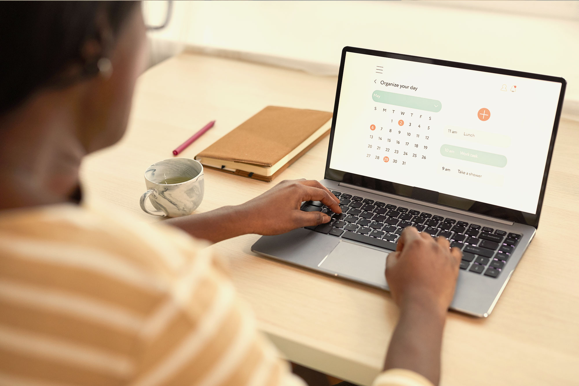Student reviewing a calendar.